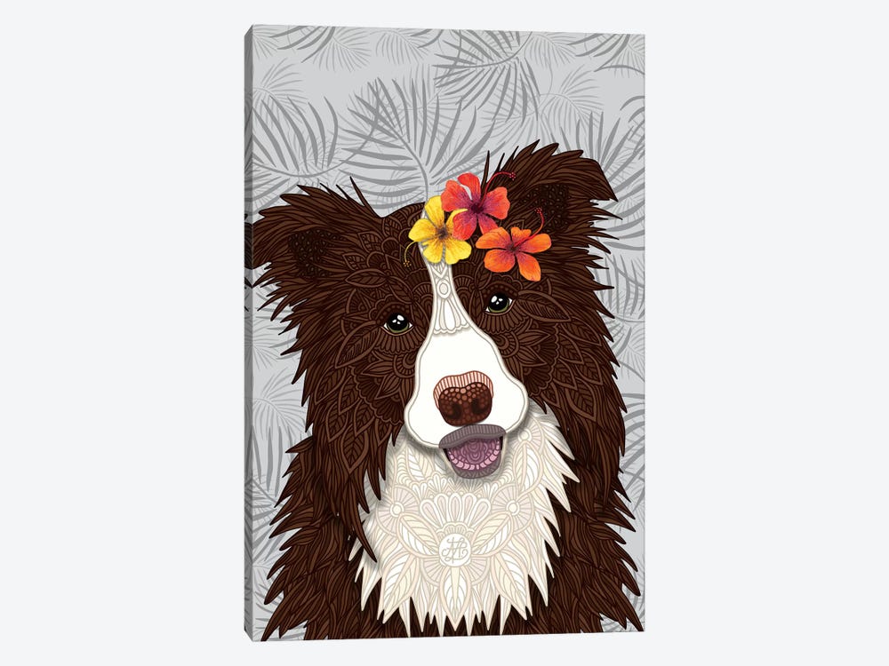 Tropical Red Border Collie Girl by Angelika Parker 1-piece Art Print