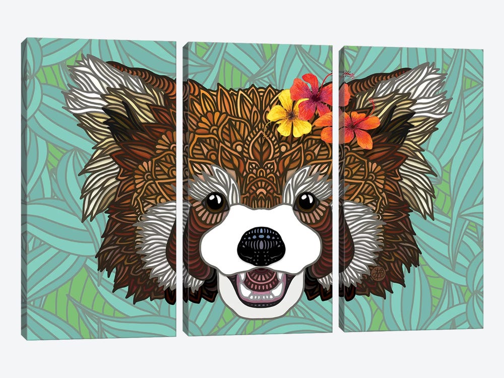 Tropical Red Panda by Angelika Parker 3-piece Canvas Wall Art