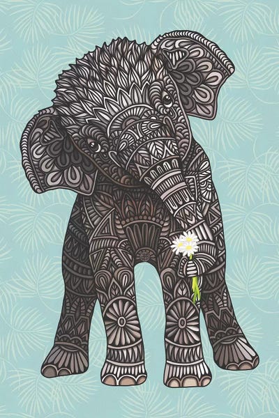 Baby Elephant - Teal by Angelika Parker canvas print