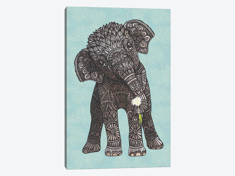 Baby Elephant - Teal by Angelika Parker 1-piece Canvas Wall Art