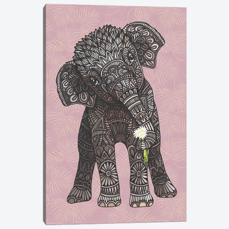 Baby Elephant - Pink Canvas Print #ANG212} by Angelika Parker Canvas Art Print