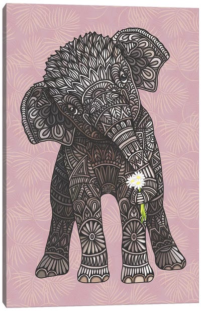 Baby Elephant - Pink Canvas Art Print - Angelika Parker