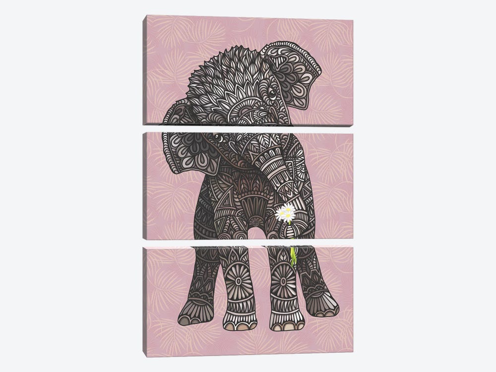 Baby Elephant - Pink by Angelika Parker 3-piece Canvas Art Print