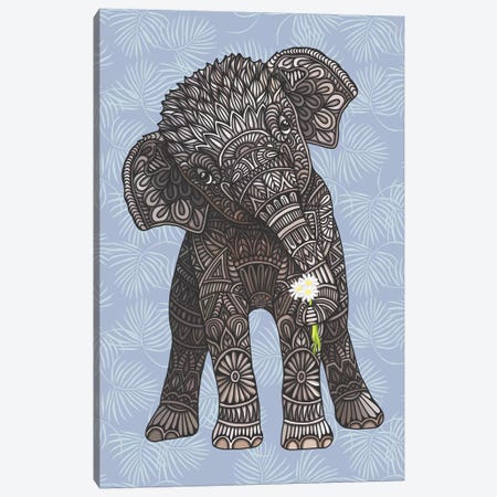 Baby Elephant - Blue Canvas Print #ANG213} by Angelika Parker Art Print