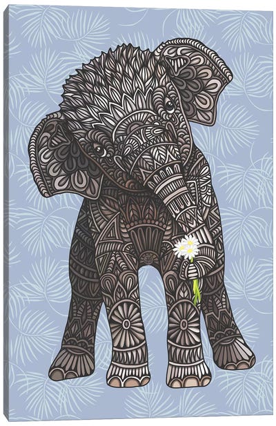 Baby Elephant - Blue Canvas Art Print - Angelika Parker