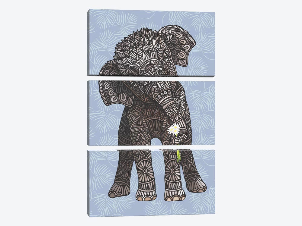 Baby Elephant - Blue by Angelika Parker 3-piece Canvas Art