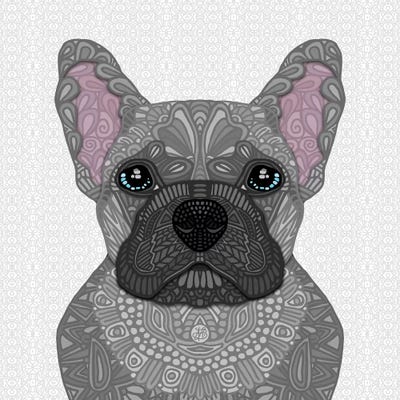 Blue Frenchie by Angelika Parker metal wall art