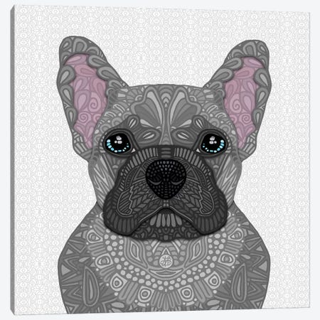 Blue Frenchie Canvas Print #ANG222} by Angelika Parker Canvas Art