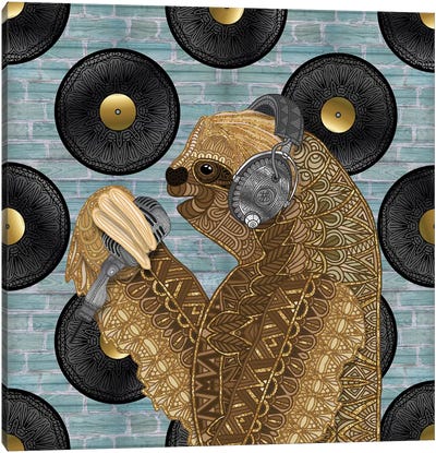 Singing Sloth Canvas Art Print - Angelika Parker