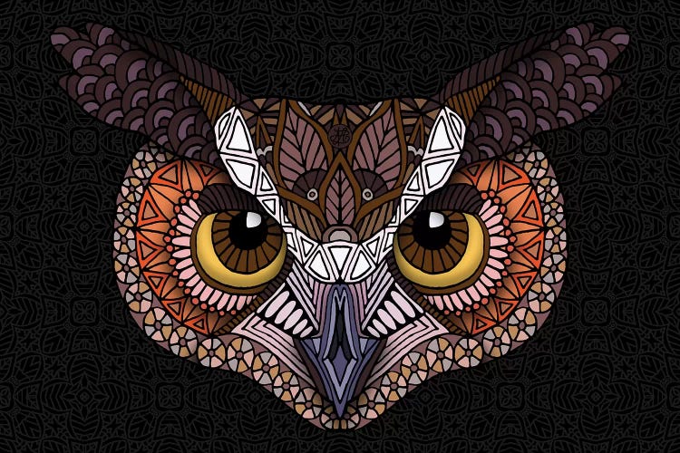 Great Horned Owl Head - Dark Horizontal