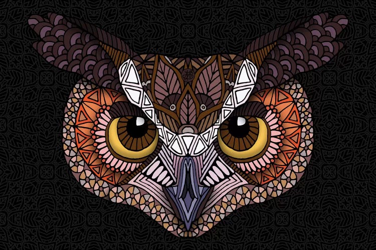 Great Horned Owl Head - Dark Horizontal