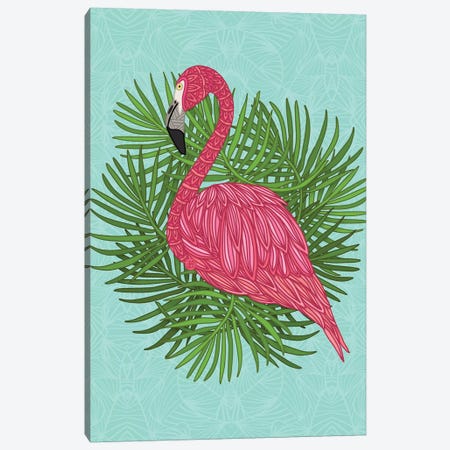 Pink Tropical Flamingo Canvas Print #ANG237} by Angelika Parker Canvas Artwork