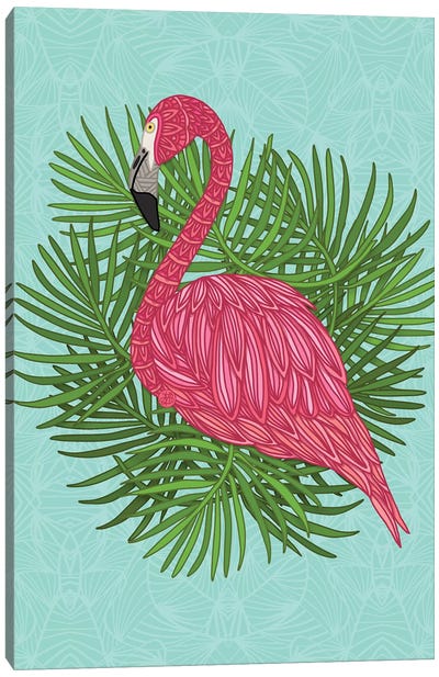 Pink Tropical Flamingo Canvas Art Print - Angelika Parker