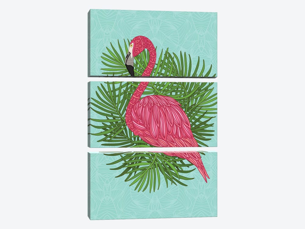 Pink Tropical Flamingo by Angelika Parker 3-piece Canvas Art