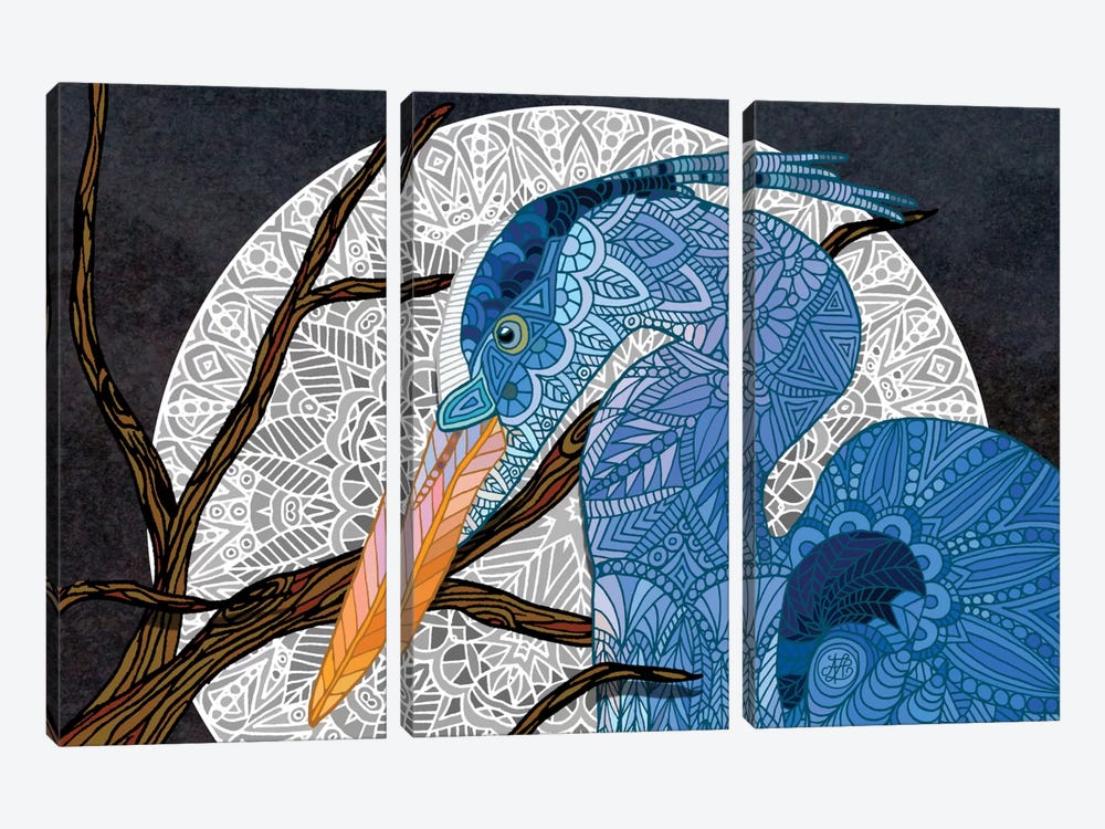 Egret Moon by Angelika Parker 3-piece Canvas Print
