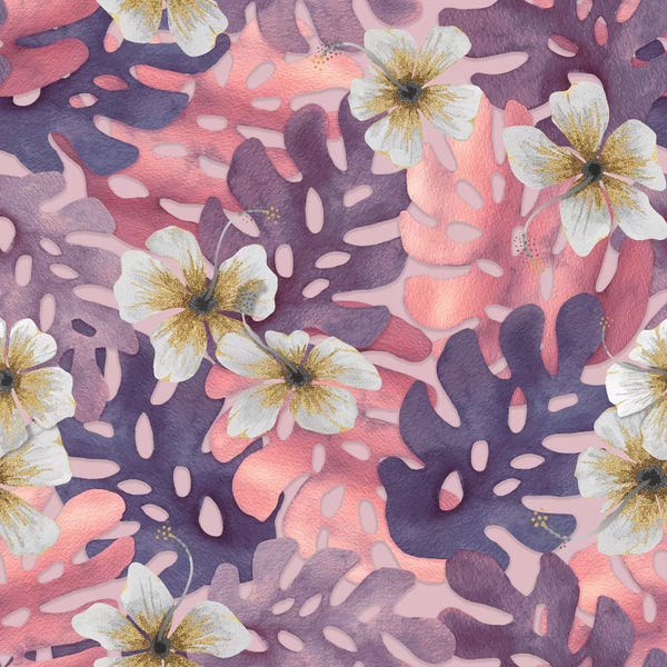 Hibiscuses: Antique Pink Hibiscus Patter by Angelika Parker