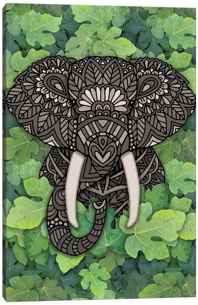 Jungle Elephant Canvas Art Print - Kid's Art Collection