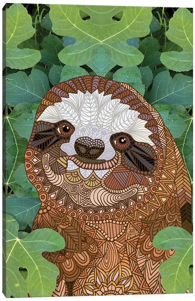 Happy Sloth Canvas Art Print - Sloth Art