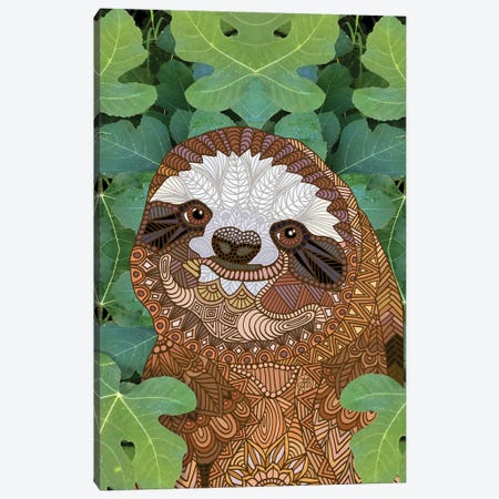 Happy Sloth Canvas Print #ANG282} by Angelika Parker Canvas Wall Art
