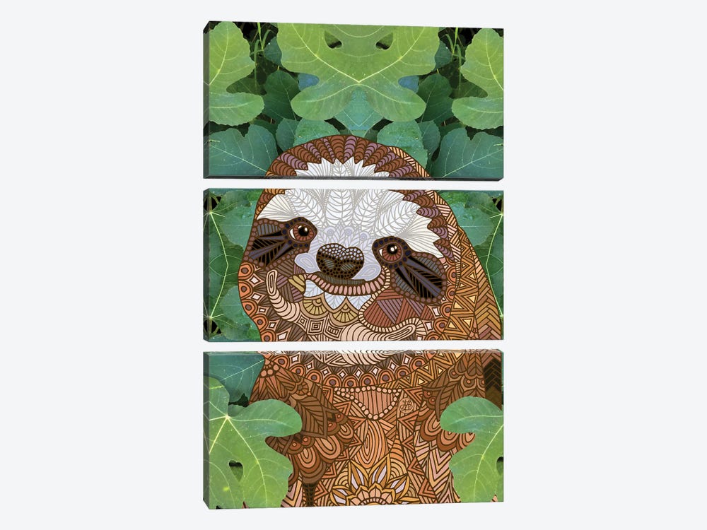 Happy Sloth by Angelika Parker 3-piece Canvas Wall Art