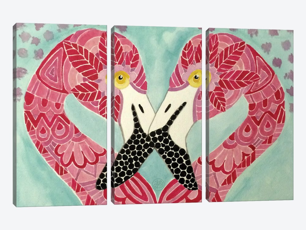 Flamingos by Angelika Parker 3-piece Canvas Wall Art