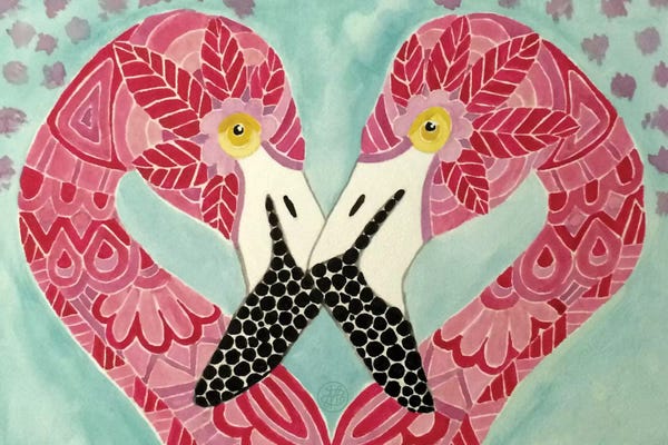 Hearts: Flamingos by Angelika Parker
