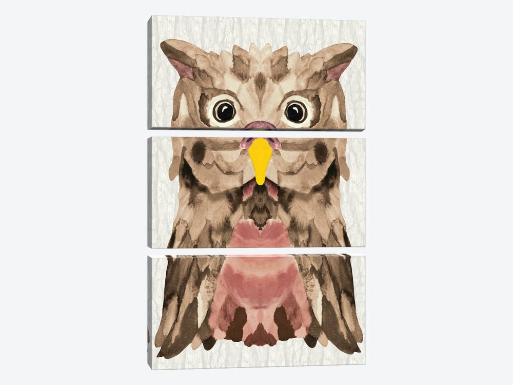 Mocha Owl by Angelika Parker 3-piece Canvas Print