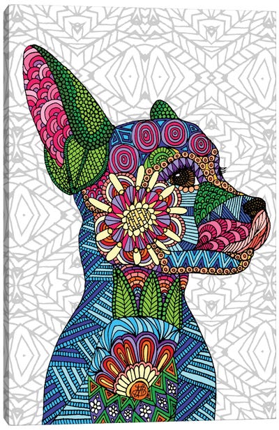 Folk Art Puppy Canvas Art Print - Chihuahua Art
