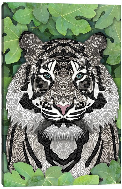 White Jungle Tiger Canvas Art Print - Angelika Parker