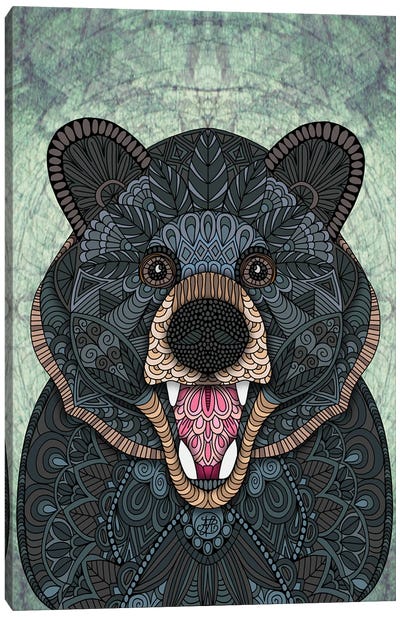 Ornate Black Bear Canvas Art Print - Angelika Parker
