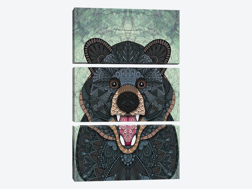 Ornate Black Bear by Angelika Parker 3-piece Art Print