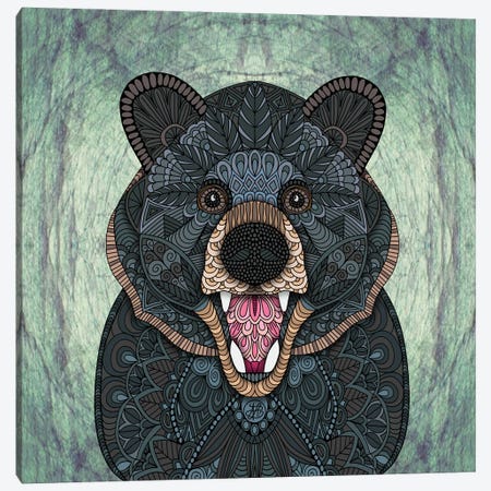 Ornate Black Bear (Square) Canvas Print #ANG312} by Angelika Parker Canvas Artwork