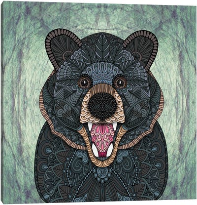 Ornate Black Bear (Square) Canvas Art Print - Angelika Parker