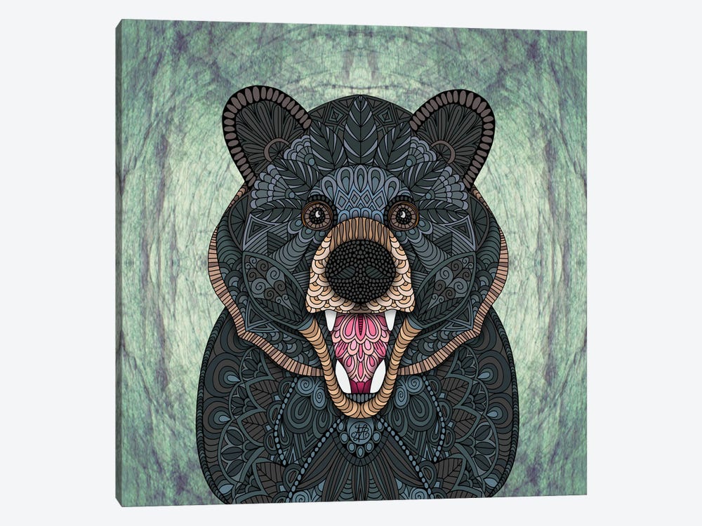 Ornate Black Bear (Square) by Angelika Parker 1-piece Canvas Art