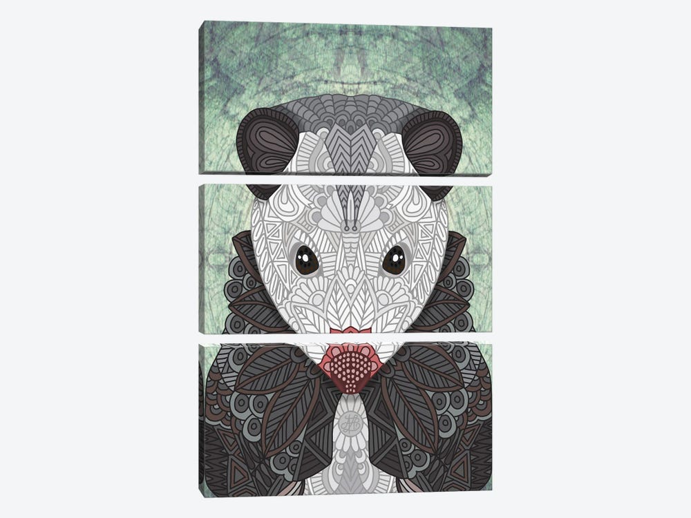 Ornate Opossum by Angelika Parker 3-piece Canvas Art Print