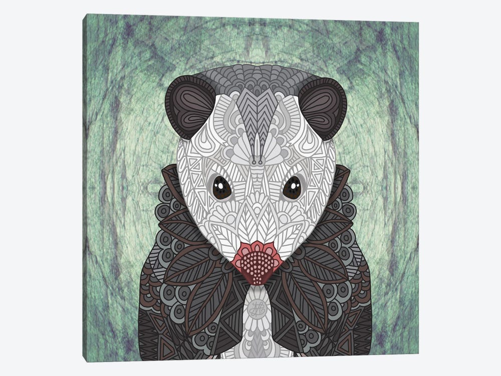 Ornate Opossum (Square) by Angelika Parker 1-piece Canvas Artwork