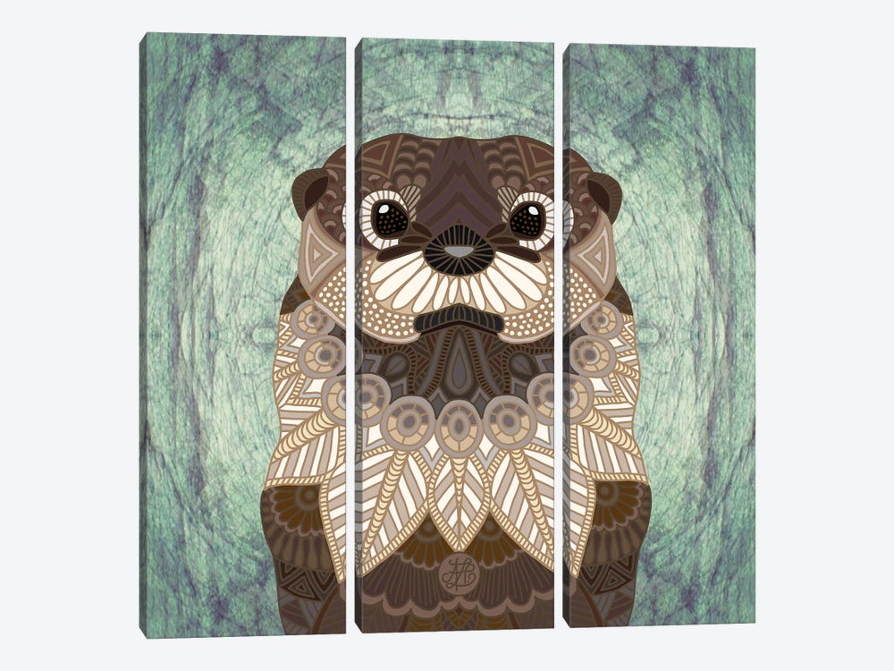 Ornate Otter (Square) by Angelika Parker 3-piece Canvas Wall Art