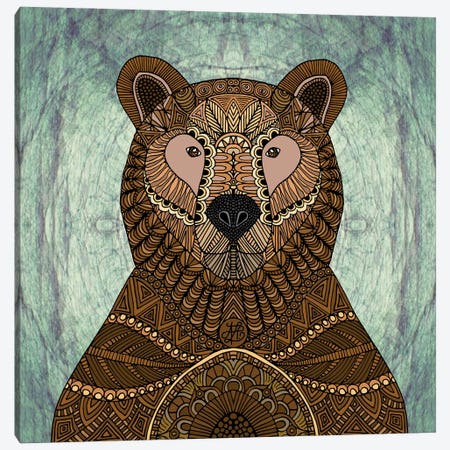 Ornate Brown Bear (Square) Canvas Print #ANG317} by Angelika Parker Art Print