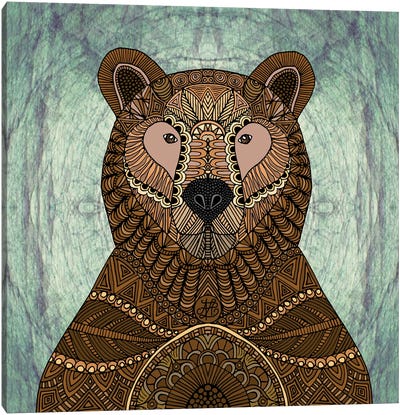 Ornate Brown Bear (Square) Canvas Art Print - Brown Bear Art
