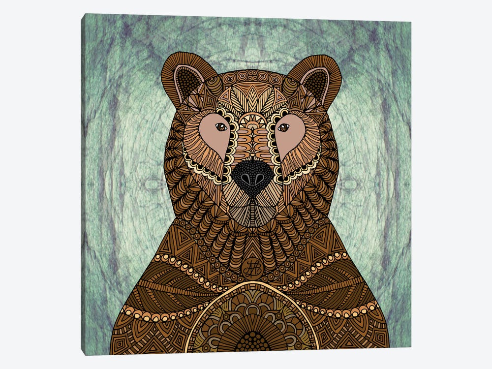 Ornate Brown Bear (Square) by Angelika Parker 1-piece Canvas Print