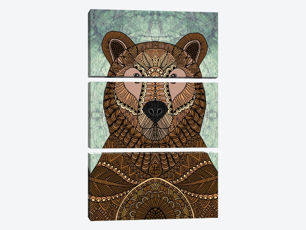 Ornate Brown Bear by Angelika Parker 3-piece Canvas Art