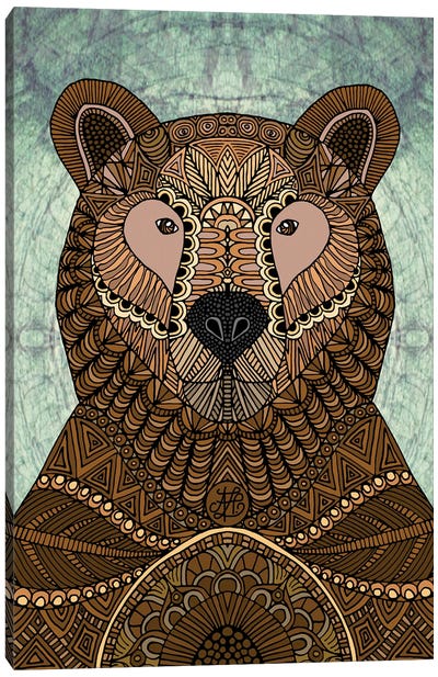 Ornate Brown Bear Canvas Art Print - Angelika Parker