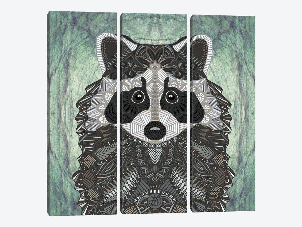 Ornate Raccoon (Square) by Angelika Parker 3-piece Canvas Print
