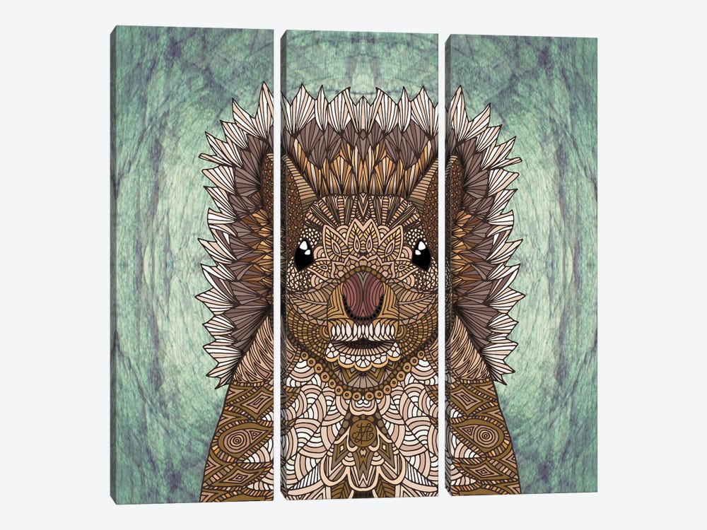 Ornate Squirrel (Square) by Angelika Parker 3-piece Canvas Print