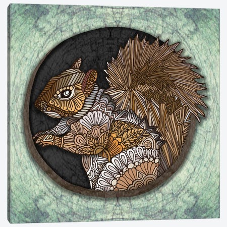 Woodland Squirrel (Horizontal) Canvas Print #ANG327} by Angelika Parker Canvas Artwork