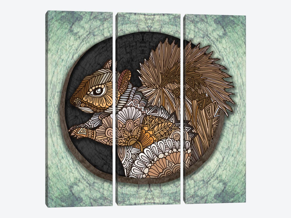 Woodland Squirrel (Horizontal) by Angelika Parker 3-piece Canvas Artwork