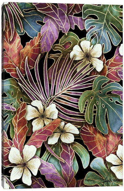 Tropical Moody Garden Canvas Art Print - Hibiscus Art