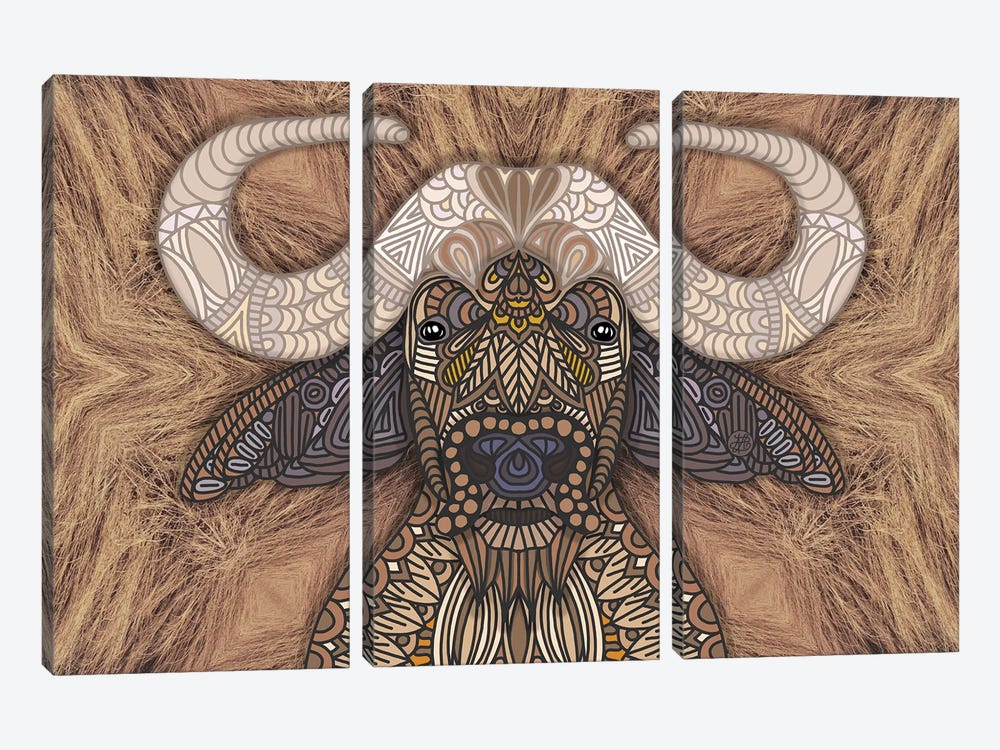 African Water Buffalo by Angelika Parker 3-piece Canvas Artwork