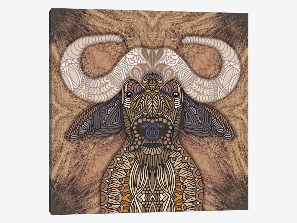 African Water Buffalo (Square) by Angelika Parker 1-piece Canvas Artwork