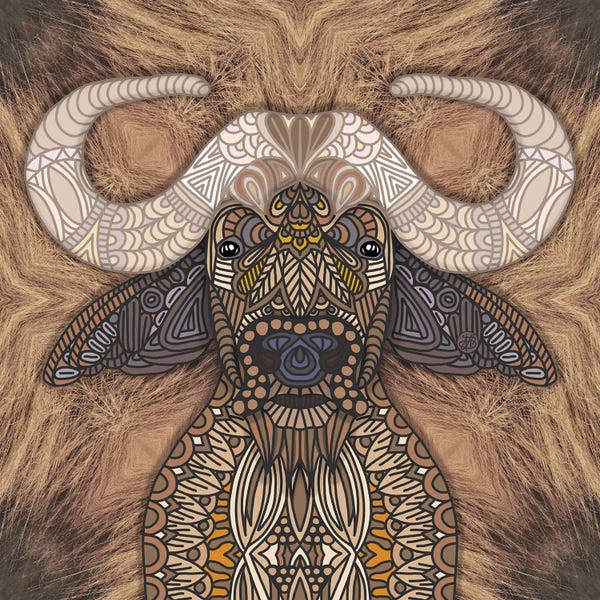 Angelika Parker: African Water Buffalo (Square) by Angelika Parker